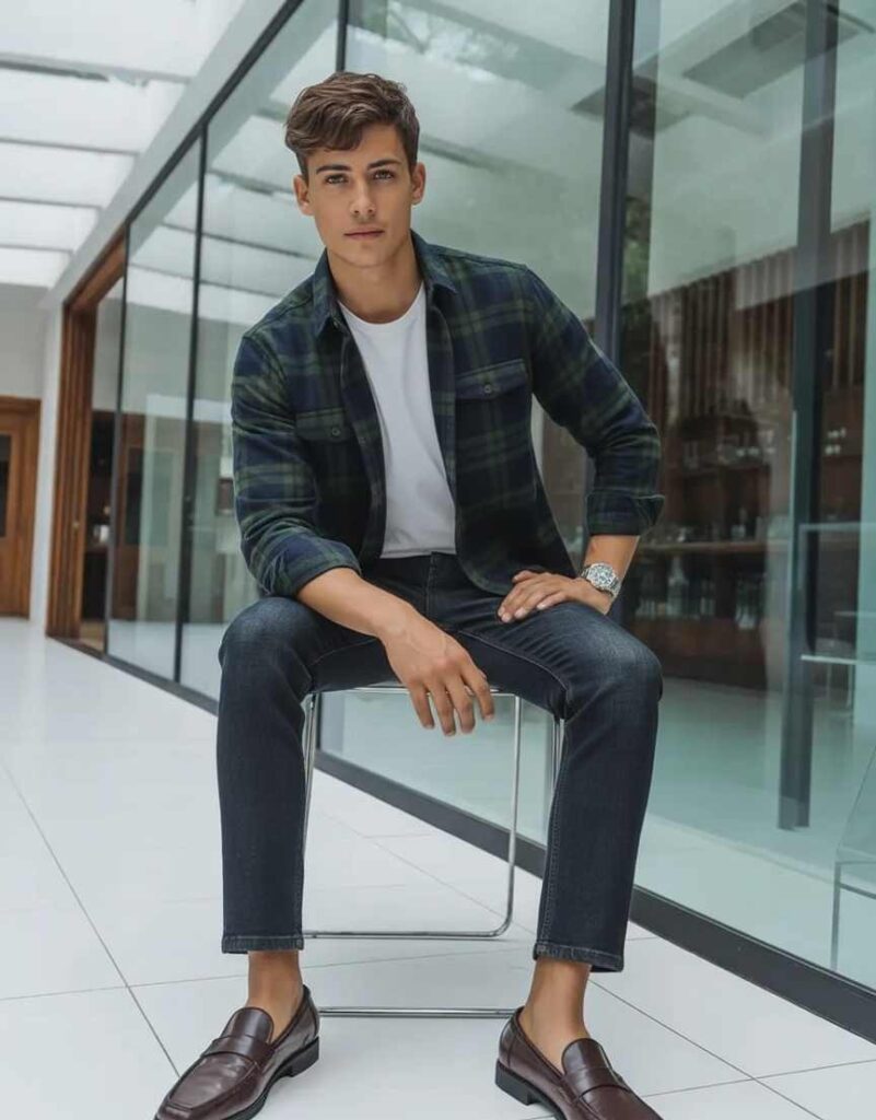 Flannel Shirt + Dark Denim