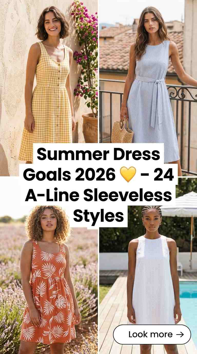 24 Summer A-Line Dresses 2026 Sleeveless Styles