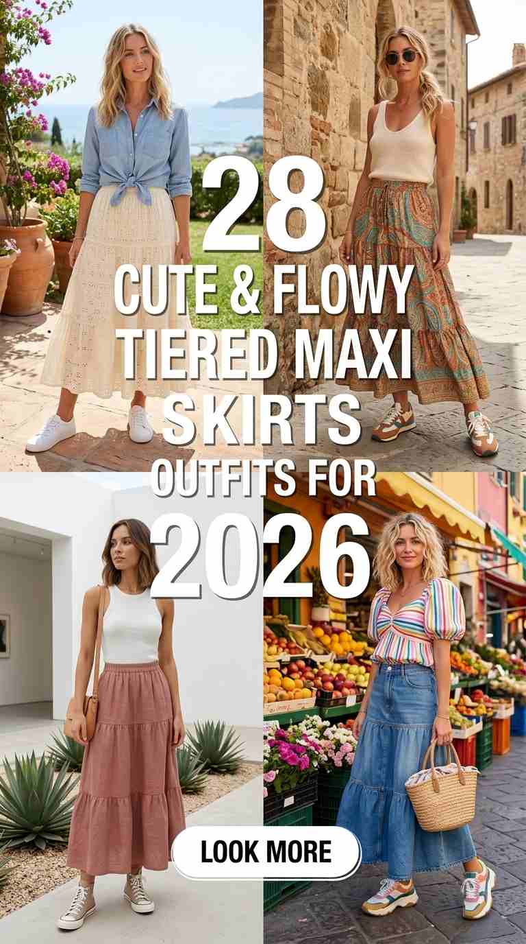 Tiered Maxi Skirt Outfits for Women Summer 2026 – 28 Looks That Work