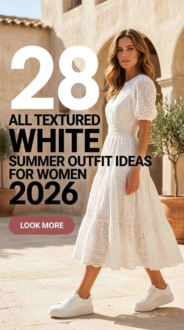 Textured All White Summer Outfits for Women 2026 – 28 Chic Looks