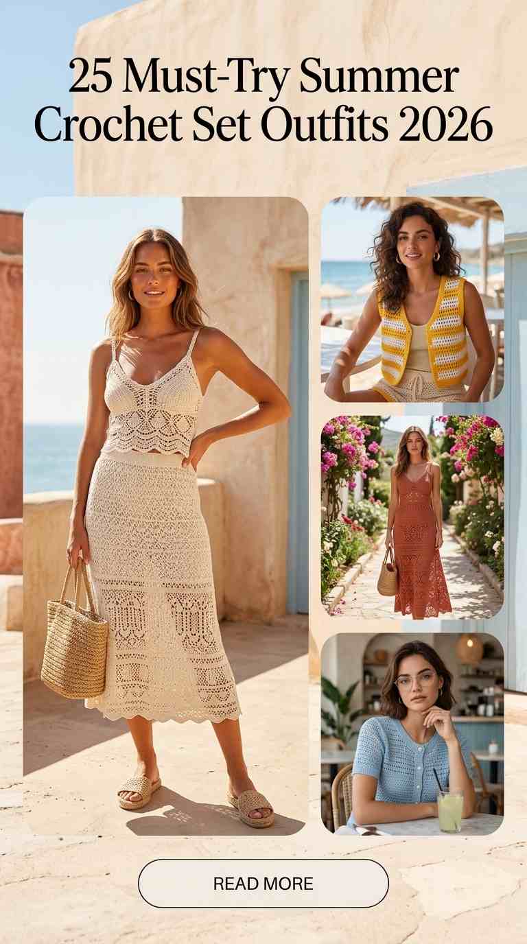 25 Chic Crochet Matching Set Outfits for Women Summer 2026