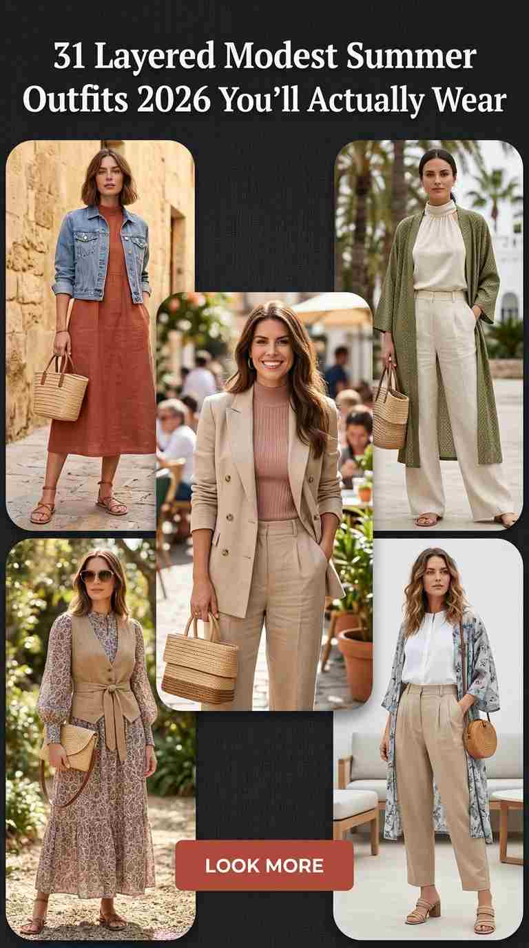 Layered Outfit Ideas for Modest Summer Women 2026 – 31 Summer Looks
