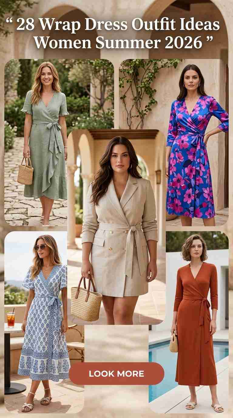 28 Trendy Wrap Dress Outfit Ideas for Women Summer 2026