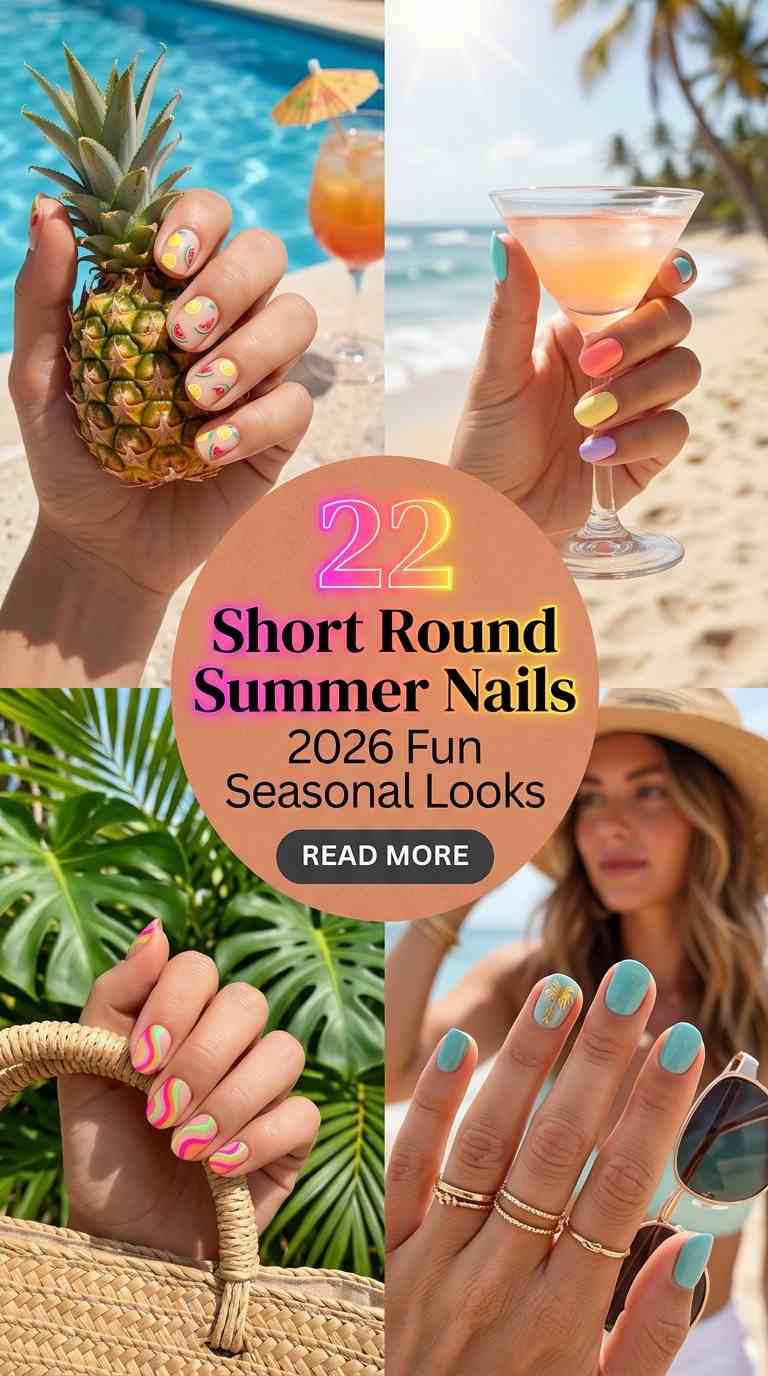 22 Short Round Summer Nails for Women 2026 Fresh & Fun Seasonal Looks