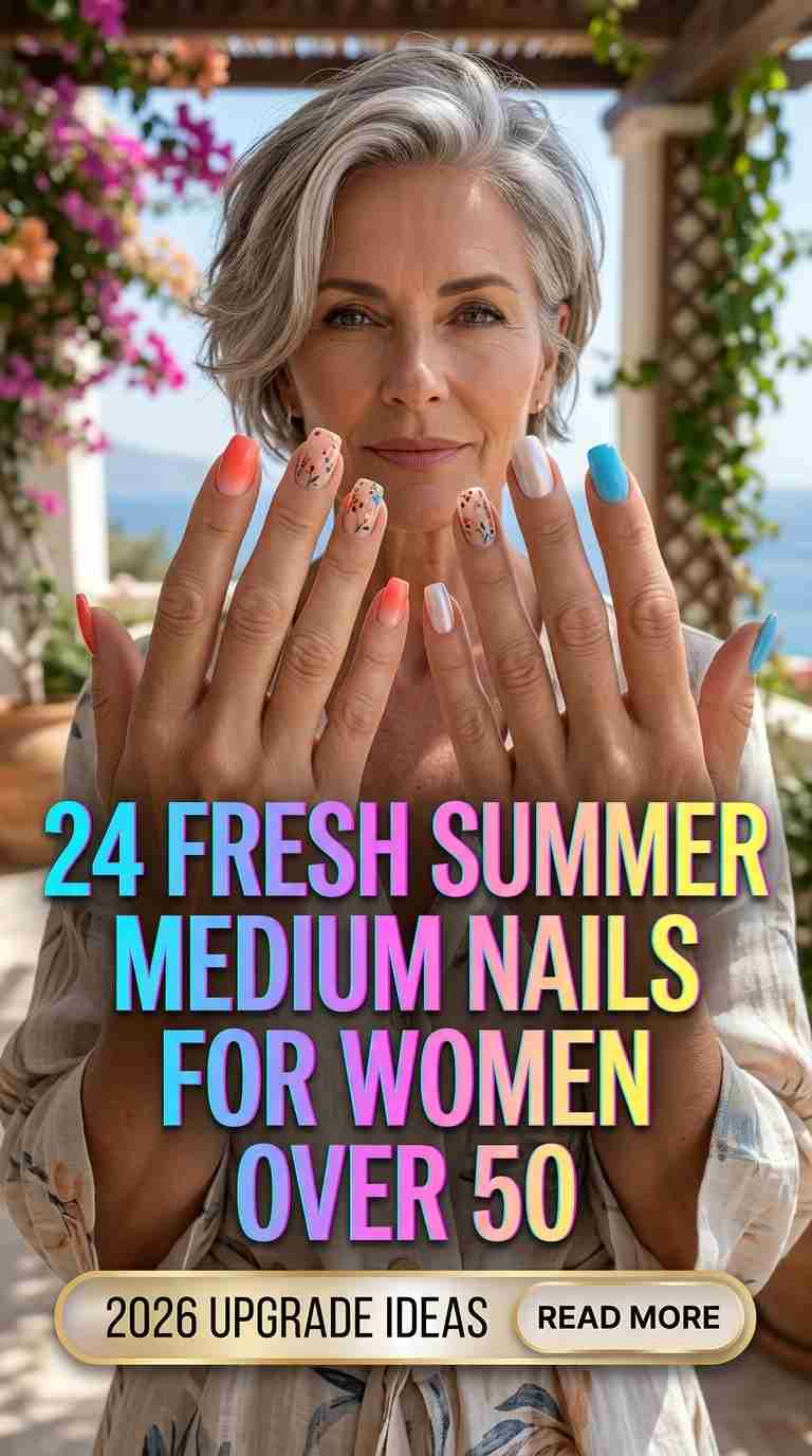 24 Fresh Summer Medium Nails for Women Over 50 2026 Elegant Style Upgrade Ideas
