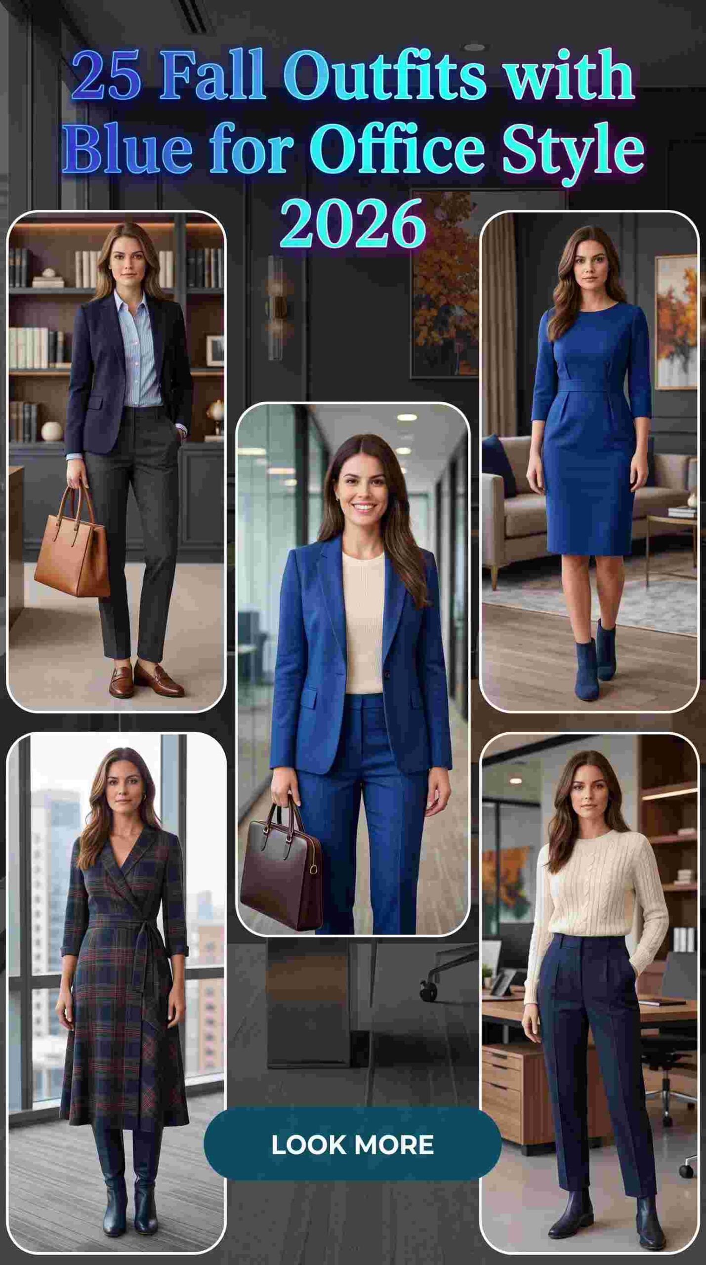 25 Fall Outfits with Blue for Work Women 2026 Effortless Office Style