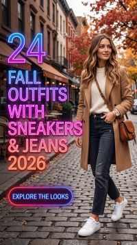 24 Fall Outfits with Sneakers & Jeans for Women 2026 Effortless Everyday Style
