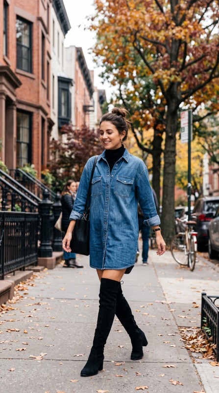 24 Fall Shirt Dress Outfits for Women 2026 Chic & Effortless Seasonal Style Ideas 13 24 Fall Shirt Dress Outfits for Women 2026 Chic & Effortless Seasonal Style Ideas