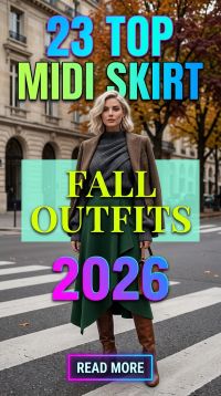 23 Midi Skirt Fall Outfits for Women 2026 Chic & Effortless Style Ideas