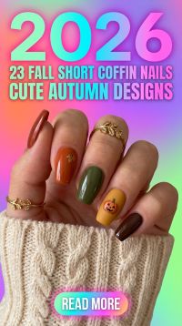 23 Fall Short Coffin Nails 2026 Cute Autumn Nail Designs to Try
