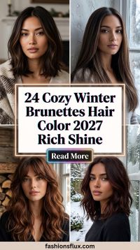 24 Cozy Winter Hair Color Ideas for Brunettes 2027: Soft Contrast & Rich Shine