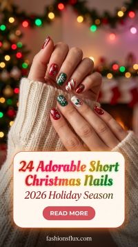 24 Adorable Short Christmas Nails 2026 to Try This Holiday Season